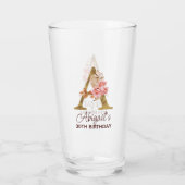 Buchstabe A Gold-Monogramm Blush-Rosen Glas (Rückseite)