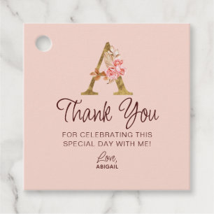 Buchstabe A Gold-Monogramm Rosé Rosen Geschenkanhänger