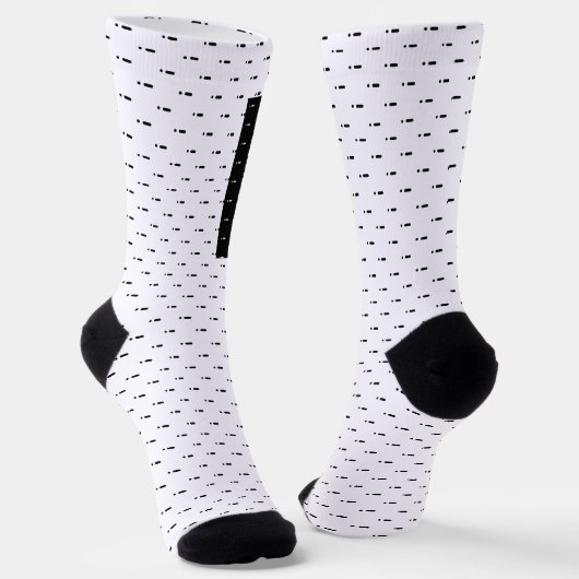 Buchstabe A im Schwarzen Morse-Code Alphabet Socken (Gewinkelt)