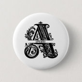 Buchstabe A, Individuelle Name Mit Monogramm Button (Vorderseite)