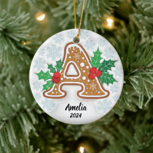 Buchstabe A Individueller Weihnachtsmonogramm-Schm Keramik Ornament