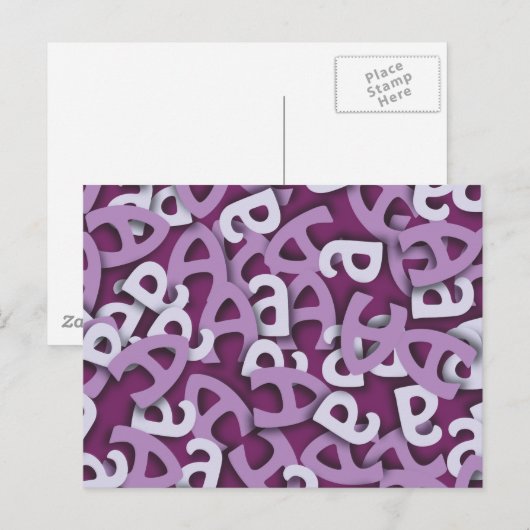 Buchstabe A Lila Postkarte (Vorne/Hinten)