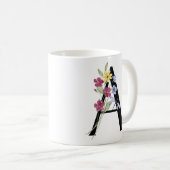 Buchstabe A mit Blumen Kaffeetasse (VorderseiteRechts)