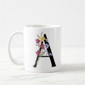 Buchstabe A mit Blumen Kaffeetasse (Links)