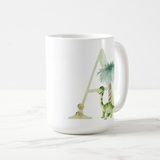 Buchstabe A mit Dinosauriern Kaffeetasse (VorderseiteRechts)