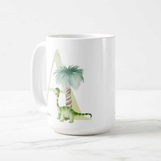 Buchstabe A mit Dinosauriern Kaffeetasse (Vorderseite Links)