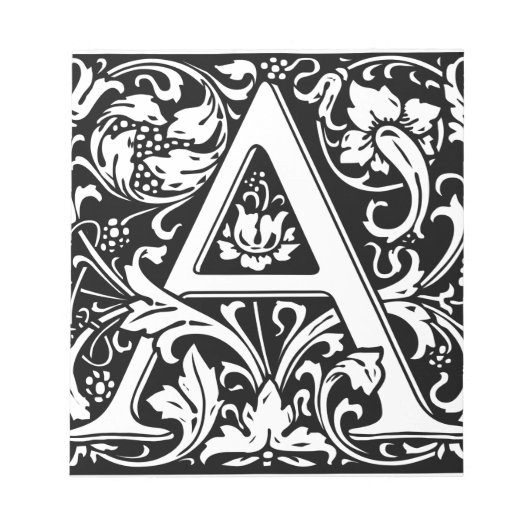 Buchstabe A Mittelalterliches Monogramm Art Nouvea Notizblock (Vorderseite)