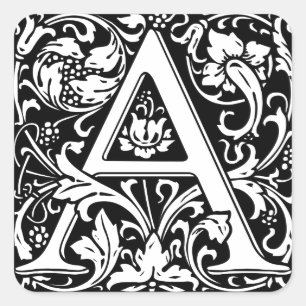 Buchstabe A Mittelalterliches Monogramm Art Nouvea Quadratischer Aufkleber