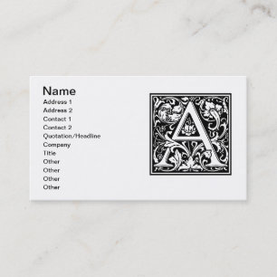 Buchstabe A Mittelalterliches Monogramm Art Nouvea Visitenkarte