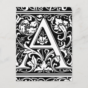 Buchstabe A Mittelalterliches Monogramm Vintage In Postkarte