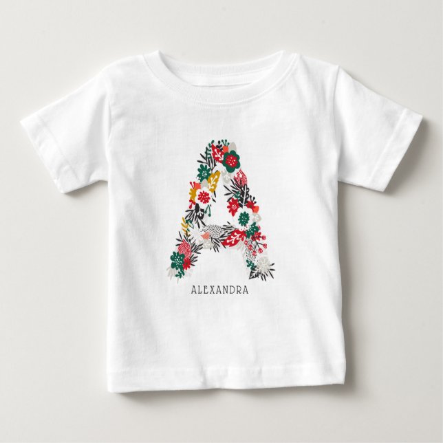 Buchstabe A | Monogramm der blauen Schrift I Baby T-shirt (Vorderseite)