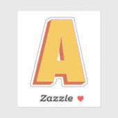 Buchstabe A Monogramm, fette 3D-Schrift Initiale  Aufkleber (Blatt)