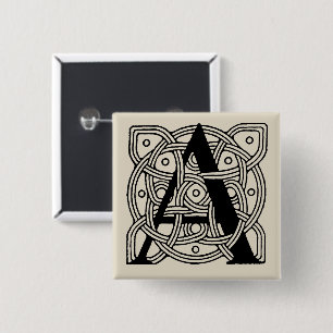 Buchstabe A Monogramm Vintage-Knotenprint Button