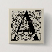 Buchstabe A Monogramm Vintage-Knotenprint Button (Vorderseite)