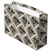 Buchstabe A Monogramm Vintage-Knotenprint Große Geschenktüte (Rückseite Schrägansicht)