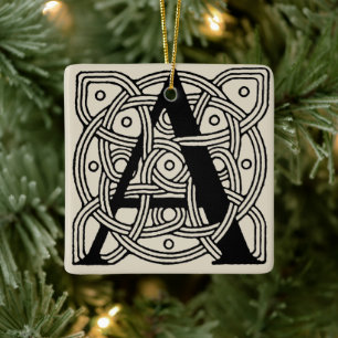 Buchstabe A Monogramm Vintage-Knotenprint Keramikornament