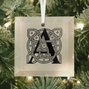 Buchstabe A Monogramm Vintage-Knotenprint Ornament Aus Glas