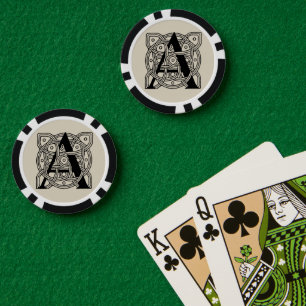 Buchstabe A Monogramm Vintage-Knotenprint Pokerchips