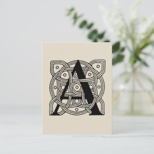 Buchstabe A Monogramm Vintage-Knotenprint Postkarte