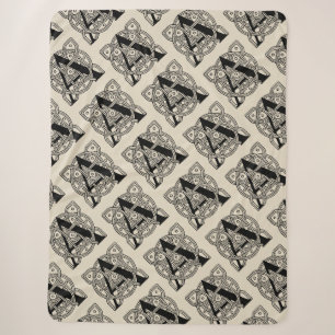 Buchstabe A Monogramm Vintage-Knotenprint Sherpadecke