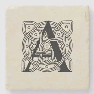 Buchstabe A Monogramm Vintage-Knotenprint Steinuntersetzer