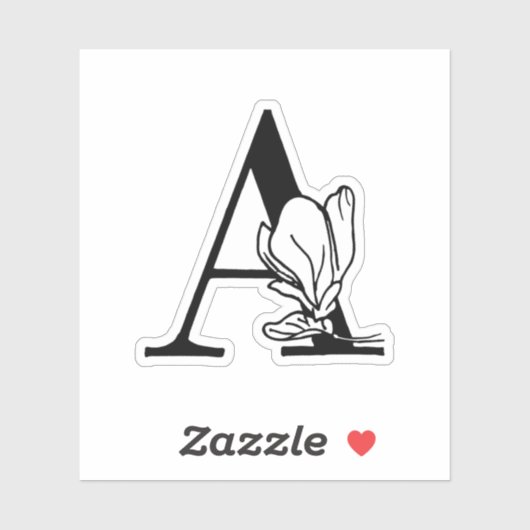 Buchstabe A - Rose Aufkleber (Blatt)
