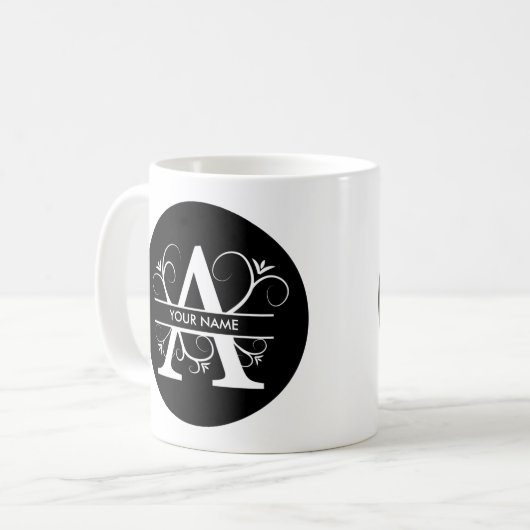 Buchstabe A - Schwarz/Weiß Kaffeetasse (Vorderseite Links)