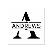 Buchstabe A | Schwarzes Ziersplit Monogramm Gummistempel (Prägung)