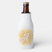 Buchstabe A Sonnenblume Vorname Monogramm Initiale Flaschenkühler (Flaschenvorderseite)