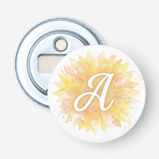 Buchstabe A Sonnenblume Vorname Monogramm Initiale Flaschenöffner (Vorderseite)