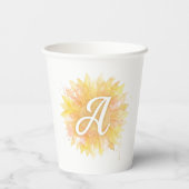 Buchstabe A Sonnenblume Vorname Monogramm Initiale Pappbecher (Rückseite)