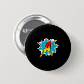 Buchstabe A Superhelden Name Comic Buchstabe Retro Button (Vorne & Hinten)