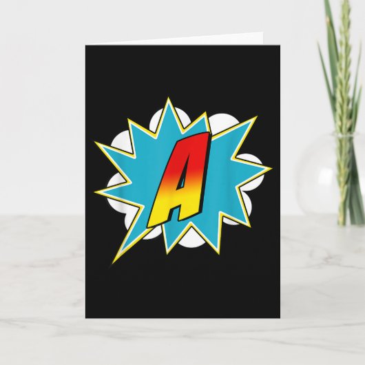 Buchstabe A Superhelden-Name Comic Buchstabe Retro Karte (Vorderseite)