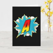 Buchstabe A Superhelden-Name Comic Buchstabe Retro Karte (Gelbe Blume)