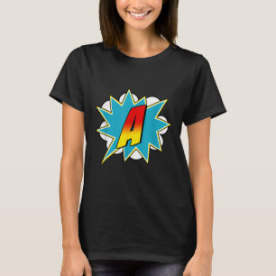 Buchstabe A Superhelden-Name Comic-Buchstabe Retro T-Shirt
