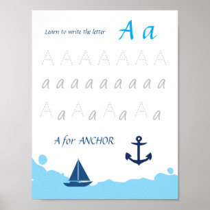 Buchstabe A Übungsposter für Kinder   A steht für  Poster