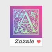 Buchstabe a Vintager erster Buchstabe Aufkleber (Blatt)