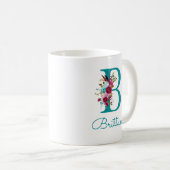 Buchstabe B Aquamarin rosa Kaffeetasse (VorderseiteRechts)