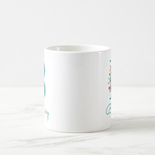 Buchstabe B Aquamarin rosa Kaffeetasse (Mittel)