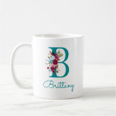 Buchstabe B Aquamarin rosa Kaffeetasse (Links)