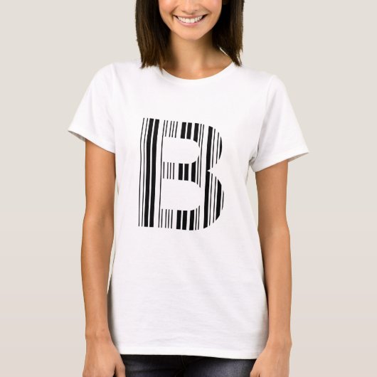 BUCHSTABE B BARCODE Erstes Anfangsbuchstaben-Barco T-Shirt (Vorderseite)