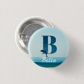 Buchstabe B Blauer Ozean Button (Vorne & Hinten)