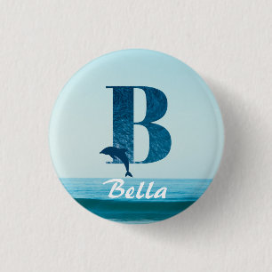Buchstabe B Blauer Ozean   Button