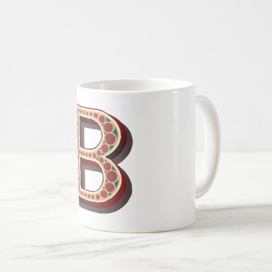 Buchstabe "B" Elegant bestickt Kaffeetasse (VorderseiteRechts)