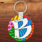 Buchstabe B Farbige Doodles Schlüsselanhänger (Vorderseite)