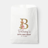 Buchstabe B Gold Monogramm Rosa Rosen Geschenktütchen (Vorderseite)