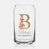 Buchstabe B Gold Monogramm Rosé Rosen Dosenglas (Vorderseite)
