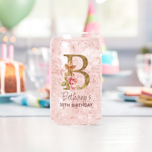 Buchstabe B Gold Monogramm Rosé Rosen Dosenglas (Insitu (Geburtstag))