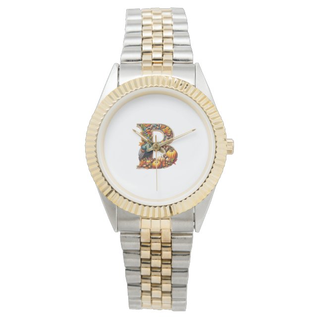 Buchstabe B im Erntedank-Stil Armbanduhr (Vorderseite)