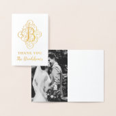 Buchstabe B Initial Elegant Blühe Monogrammname Folienkarte (Anzeige)